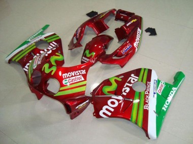 1990-1998 Honda CBR250RR MC22 Motorcycle Fairings - Red White Green MoviStar UK