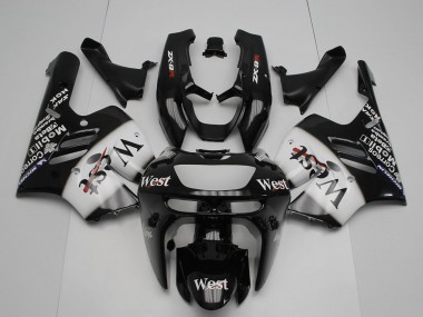 1994-1997 Kawasaki ZX9R Motorcycle Fairings - Glossy Black White West UK