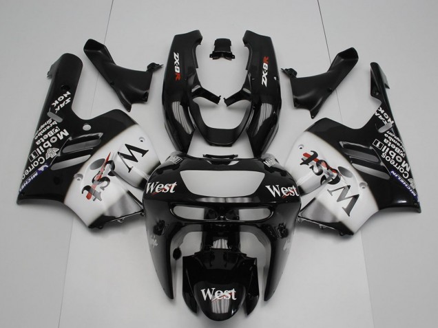 1994-1997 Kawasaki ZX9R Motorcycle Fairings - Glossy Black White West UK