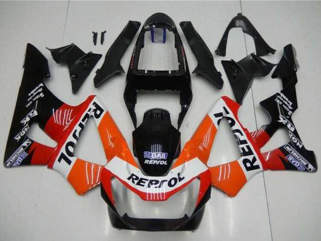 2000-2001 Honda CBR900RR 929RR Motorcycle Fairings - Orange White Red Glossy Black Repsol UK