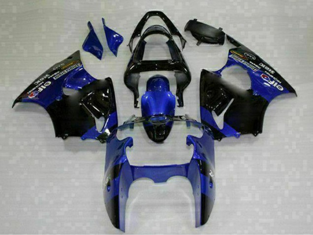 2000-2002 Kawasaki ZX6R Motorcycle Fairings - Blue Glossy Black Elf Bridgestone UK