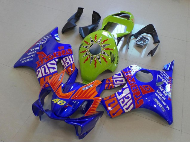 2001-2003 Honda CBR600 F4i Motorcycle Fairings - Yellow Blue Orange Rossi 46 UK