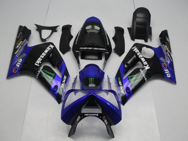2003-2004 Kawasaki ZX6R Motorcycle Fairings - Glossy Black Blue Green Monster UK
