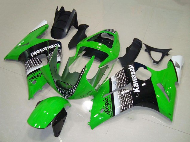 2003-2004 Kawasaki ZX6R Motorcycle Fairing - Green White Black UK