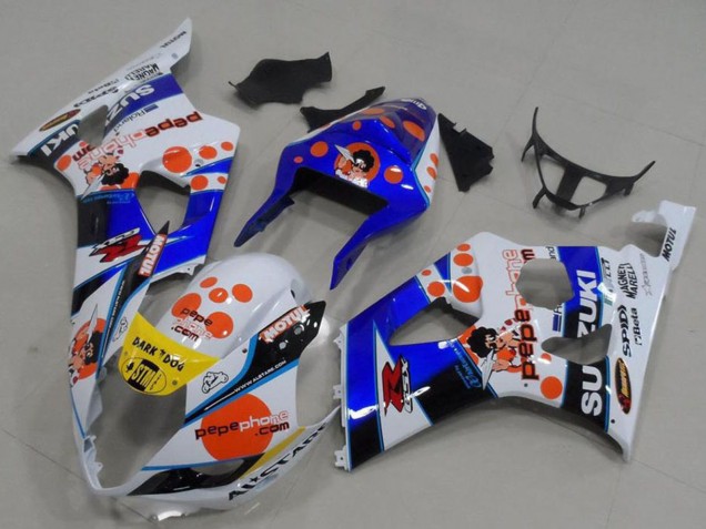 2003-2004 Suzuki GSXR 1000 Motorcycle Fairings - White Blue Red Yellow Pepe Phone UK
