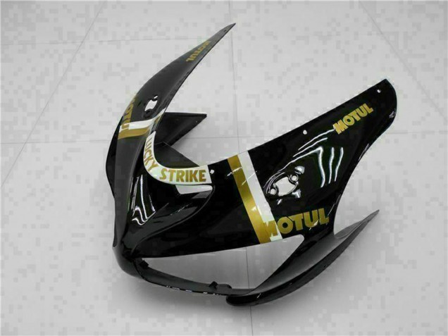 2005-2006 Kawasaki ZX6R Motorcycle Fairings - Glossy Black White Gold Lucky Strike UK