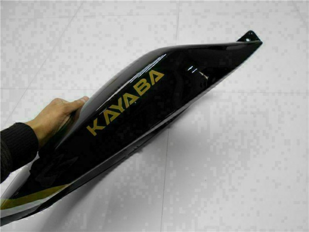 2005-2006 Kawasaki ZX6R Motorcycle Fairings - Glossy Black White Gold Lucky Strike UK