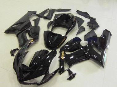 2005-2006 Kawasaki ZX6R Motorcycle Fairings - Glossy Black Gold Decals UK