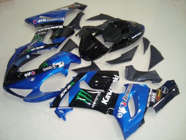 2005-2006 Kawasaki ZX6R Motorcycle Fairings - Blue Glossy Black Green Monster UK