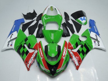 2005-2006 Kawasaki ZX6R Motorcycle Fairings - White Green Red Blue Black Motocard UK
