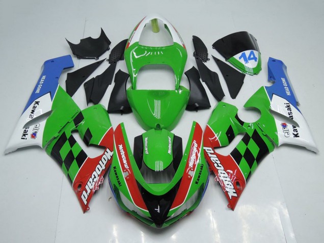 2005-2006 Kawasaki ZX6R Motorcycle Fairings - White Green Red Blue Black Motocard UK