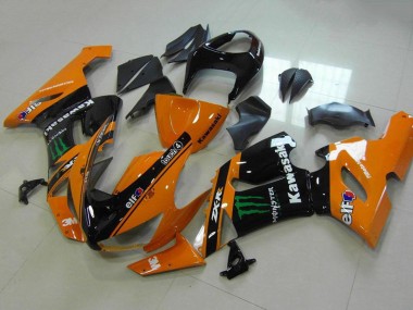 2005-2006 Kawasaki ZX6R Motorcycle Fairings - Orange Black Green Monster UK