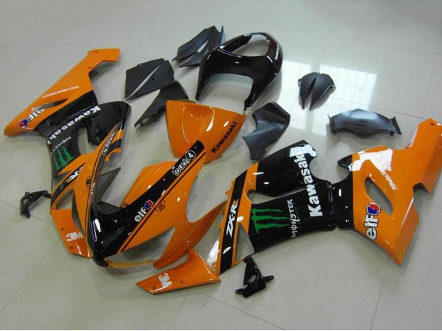 2005-2006 Kawasaki ZX6R Motorcycle Fairings - Orange Black Green Monster UK