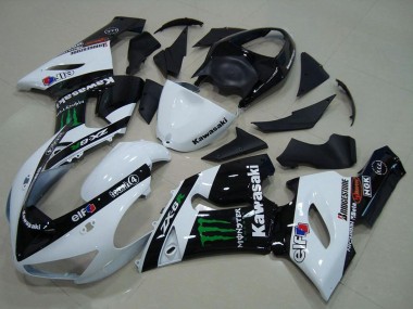 2005-2006 Kawasaki ZX6R Motorcycle Fairings - White Glossy Black Green Monster UK