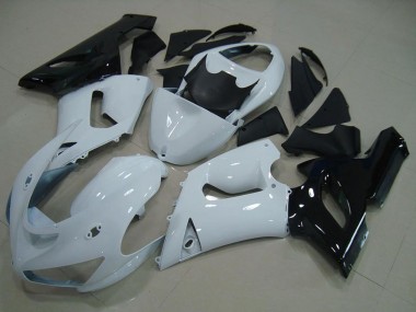 2005-2006 Kawasaki ZX6R Motorcycle Fairing - White Black UK