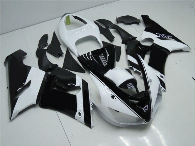 2005-2006 Kawasaki ZX6R Motorcycle Fairings - White Glossy Black UK