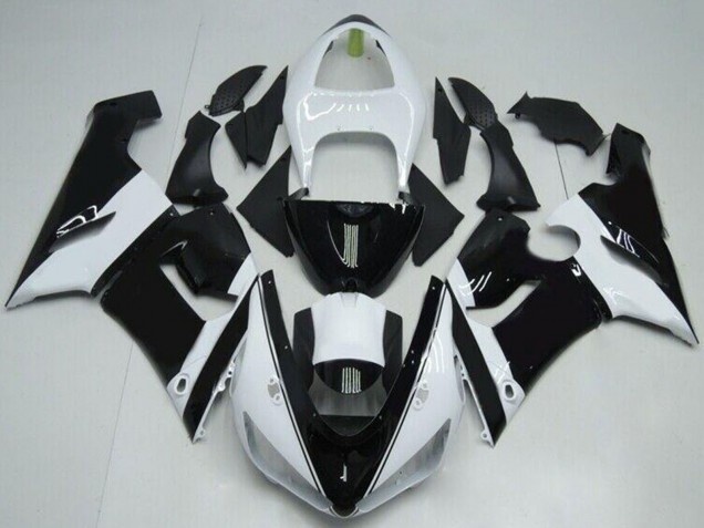 2005-2006 Kawasaki ZX6R Motorcycle Fairings - White Glossy Black UK