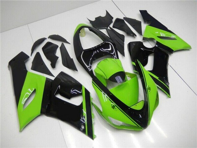 2005-2006 Kawasaki ZX6R Motorcycle Fairing - Green Glossy Black UK