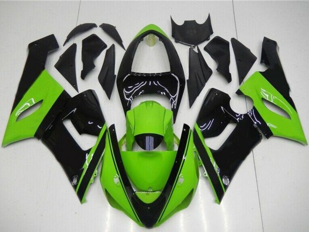 2005-2006 Kawasaki ZX6R Motorcycle Fairing - Green Glossy Black UK