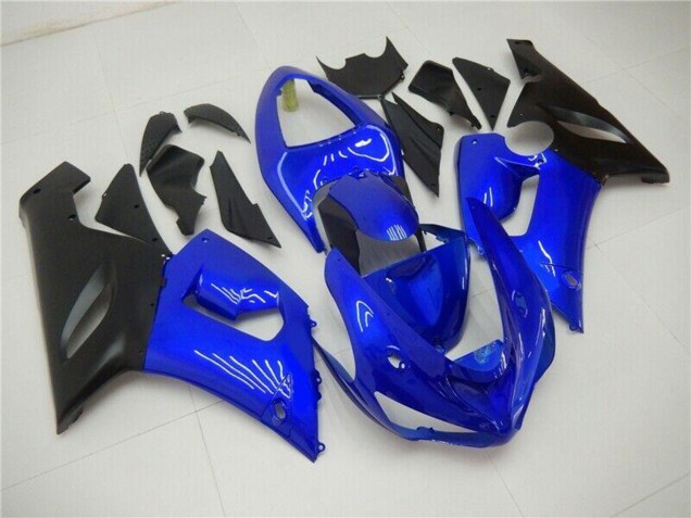 2005-2006 Kawasaki ZX6R Motorcycle Fairings - Blue Matte Black UK