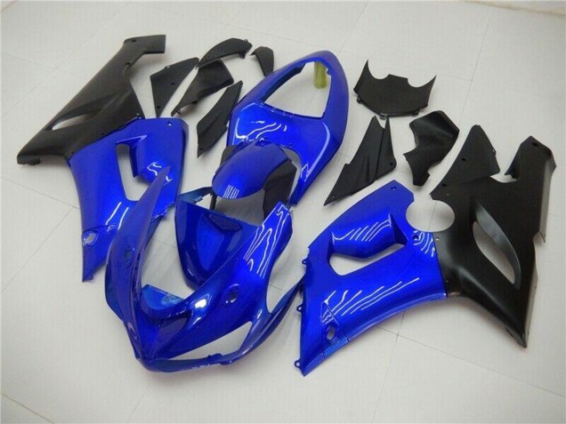 2005-2006 Kawasaki ZX6R Motorcycle Fairings - Blue Matte Black UK