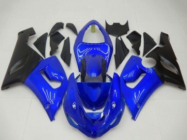 2005-2006 Kawasaki ZX6R Motorcycle Fairings - Blue Matte Black UK