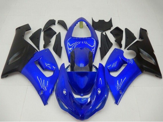 2005-2006 Kawasaki ZX6R Motorcycle Fairings - Blue Matte Black UK