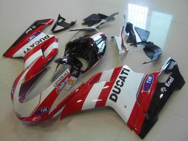 2007-2014 Ducati 848 1098 1198 Motorcycle Fairings - White Red Black Generali Tim UK
