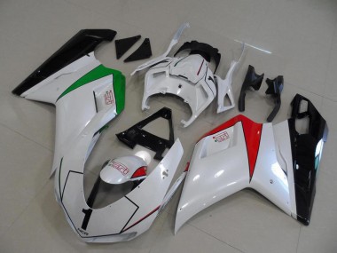 2007-2014 Ducati 848 1098 1198 Motorcycle Fairings - Glossy White Red Green Glossy Black UK