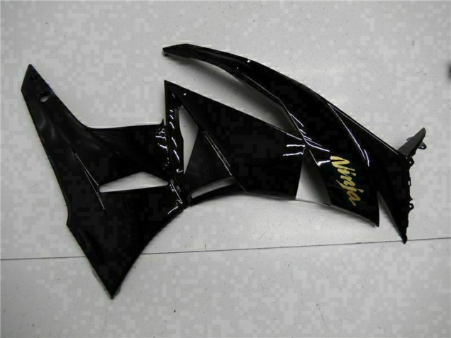 2009-2012 Kawasaki ZX6R Motorcycle Fairings - Glossy Black Gold Ninja UK