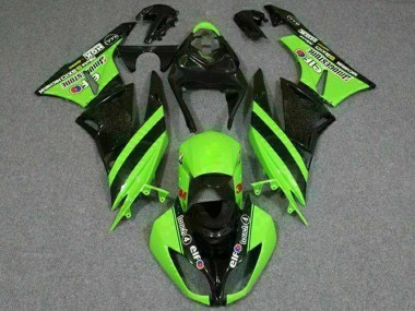 2009-2012 Kawasaki ZX6R Motorcycle Fairings - Green Glossy Black Elf Touch4 Bridgestone UK