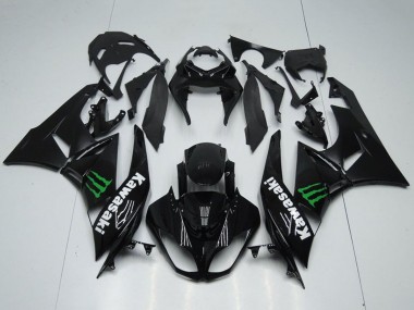 2009-2012 Kawasaki ZX6R Motorcycle Fairings - Glossy Black Green Monster UK