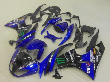 2009-2012 Kawasaki ZX6R Motorcycle Fairings - Blue Glossy Black Green Elf Monster Bridgestone UK