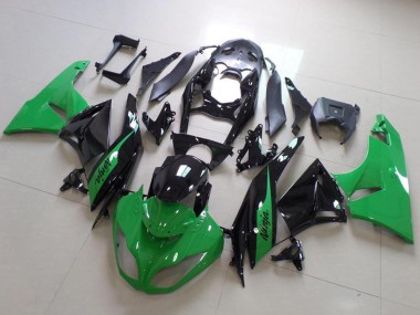 2009-2012 Kawasaki ZX6R Motorcycle Fairing - Green Glossy Black UK