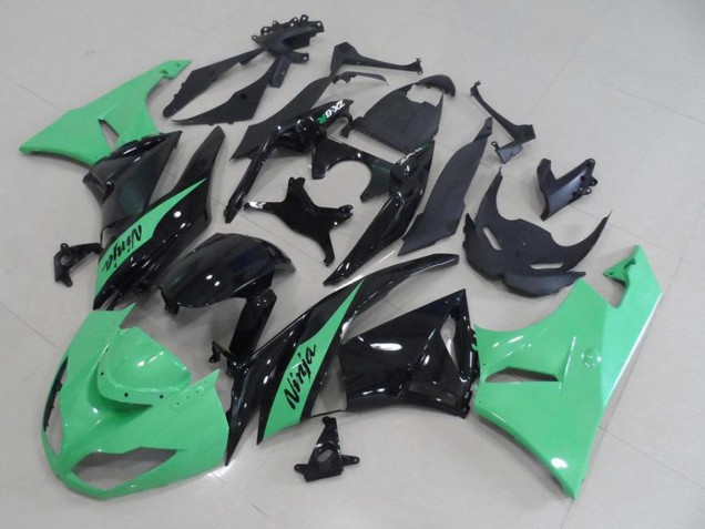 2009-2012 Kawasaki ZX6R Motorcycle Fairings - Light Green Glossy Black UK
