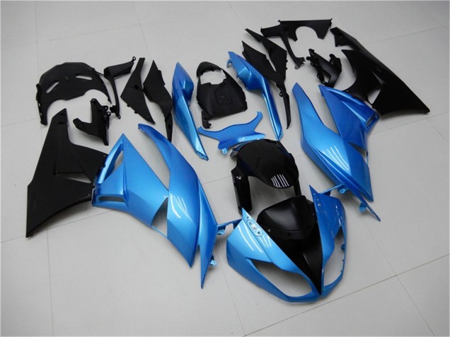 2009-2012 Kawasaki ZX6R Motorcycle Fairings - Light Blue Glossy Black UK