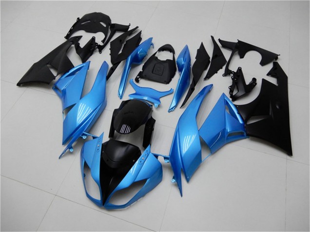 2009-2012 Kawasaki ZX6R Motorcycle Fairings - Light Blue Glossy Black UK