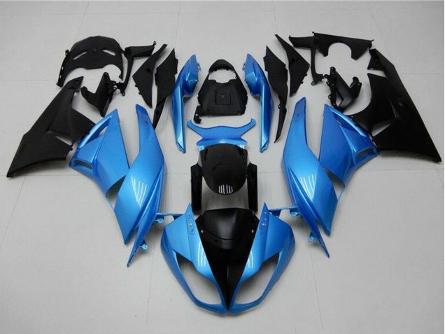2009-2012 Kawasaki ZX6R Motorcycle Fairings - Light Blue Glossy Black UK