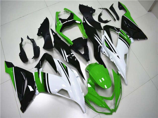 2013-2018 Kawasaki ZX6R Motorcycle Fairings - Green White Glossy Black UK