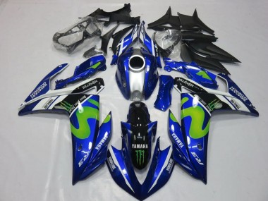 2015-2018 Yamaha YZF R3 Motorcycle Fairings - Blue White Black Green MoviStar Monster UK