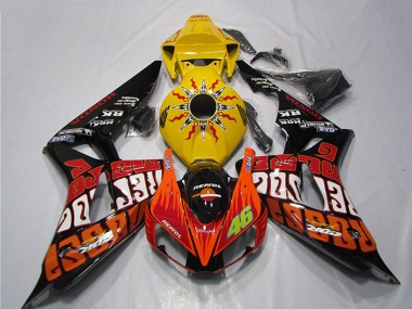 2006-2007 Honda CBR1000RR Motorcycle Fairings - Yellow Orange Glossy Black Rossi Repsol 46 UK