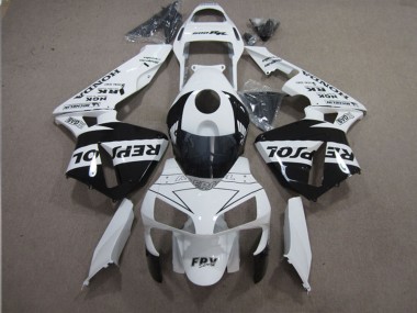 2003-2004 Honda CBR600RR Motorcycle Fairings - White Glossy Black Repsol UK