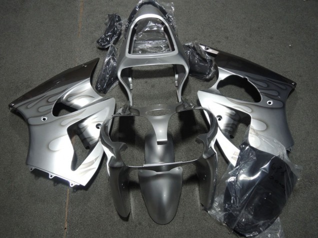 2000-2002 Kawasaki ZX6R Motorcycle Fairings - Silver Grey Flame UK