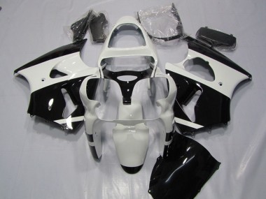 2000-2002 Kawasaki ZX6R Motorcycle Fairings - White Glossy Black UK