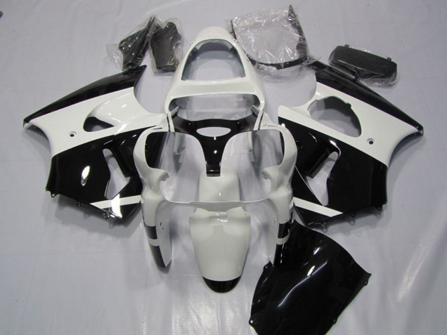 2000-2002 Kawasaki ZX6R Motorcycle Fairings - White Glossy Black UK