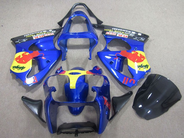 2000-2002 Kawasaki ZX6R Motorcycle Fairings - Blue Yellow Red Bull UK