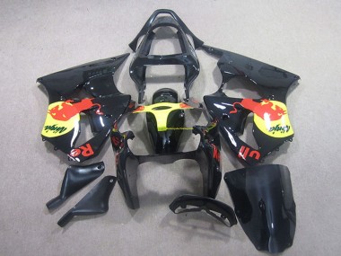 2000-2002 Kawasaki ZX6R Motorcycle Fairing - Glossy Black Yellow Red Bull UK
