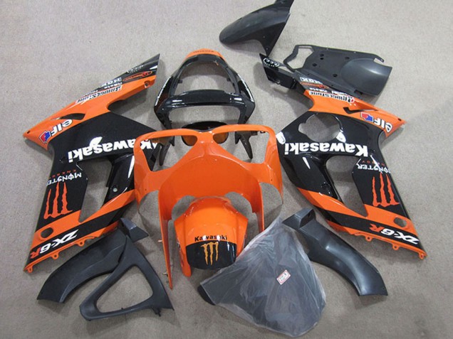 2003-2004 Kawasaki ZX6R Motorcycle Fairings - Orange Black Monster UK
