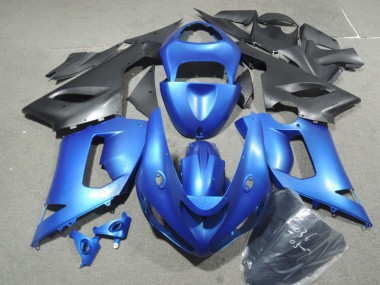 2005-2006 Kawasaki ZX6R Motorcycle Fairing Kits - Blue Matte Black UK