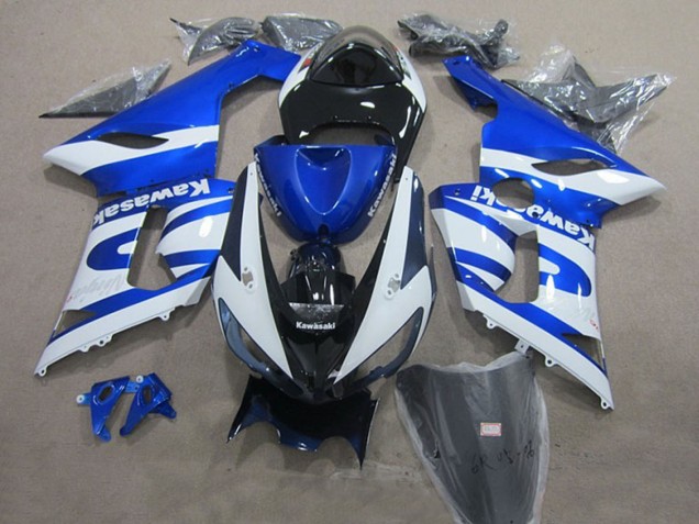 2005-2006 Kawasaki ZX6R Motorcycle Fairings - Blue White Black UK